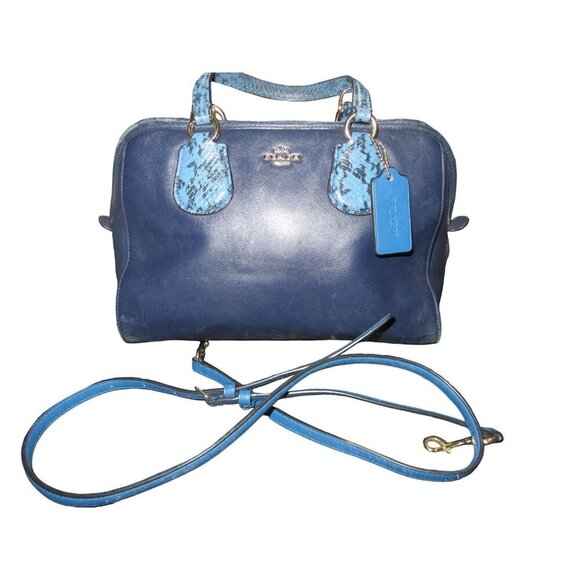 Coach Nolita Pebbled Leather with Exotic Snakeskin Handles Satchel Crossbody - Picture 1 of 12